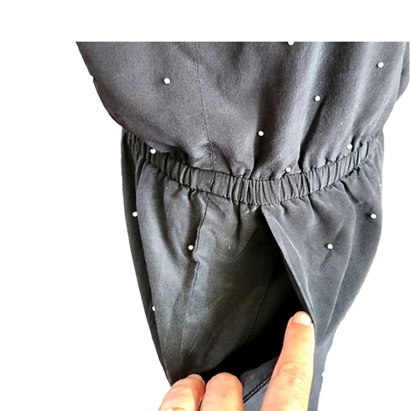 CLUB MONACO Lana hand beaded pearled silk jumpsuit with spaghetti straps size 00 - Picture 12 of 14